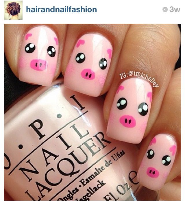 15 Pretty and Cute Pig Nails for Girls | Pig nails, Pig nail art .