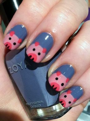 Cute Pig Nails for kids | Pig nails, Pig nail art, Girls nai