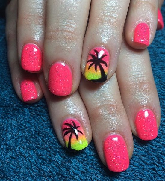 Hot Trendy Nail Art Designs that You Will Love | Palm tree nails .