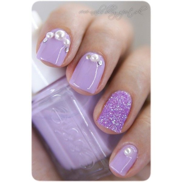 18 Delicate Embellished Nails for This Summer via Polyvore .