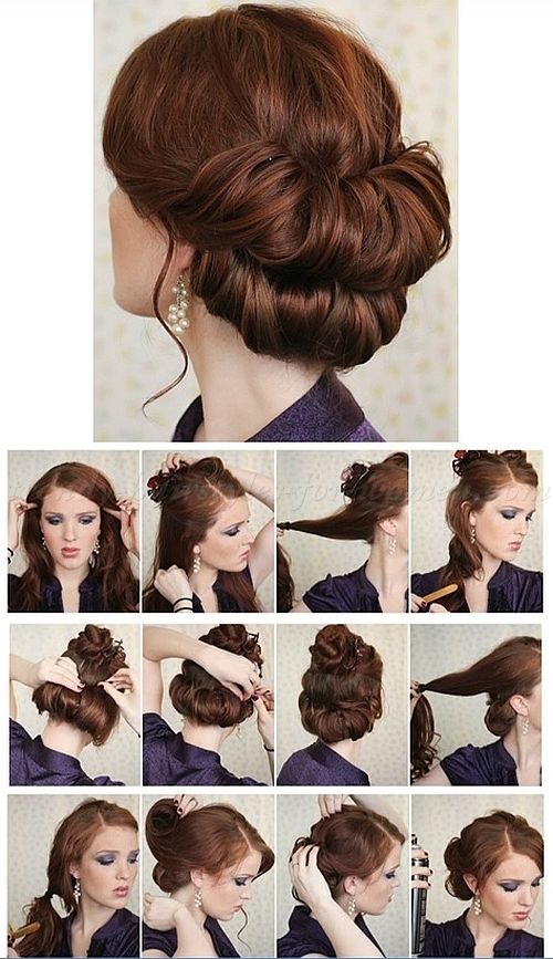 step by step hairstyle tutorials - double chignon step by step .