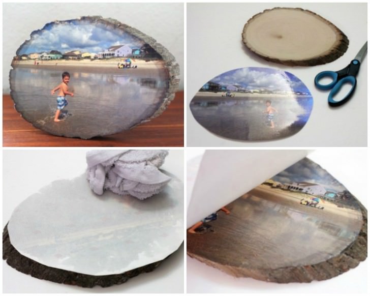 Diy: Your Favorites Pictures on a Wood Slice by Photo Transfer .
