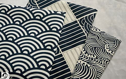 Amazon.com: Worldcom Generic 3pc Japanese Wave Style Cotton Fabric .