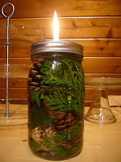 Filled Mason Jar Oil Lamp | Mason jar diy, Mason jar candles .