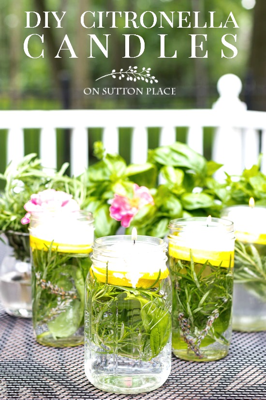 DIY Citronella Candles with Herbs - On Sutton Pla