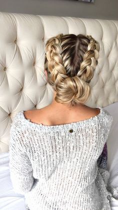 Double braid bun - OliviaRink.com | hair | Pinterest | Trenzas .