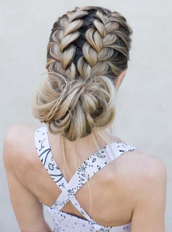 31 Gorgeous Double French Messy Bun Hairstyles for 2018 | Braided .