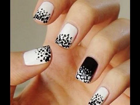 Easiest Nail Art In Black And White, DIY At Home, One Minute Nail .