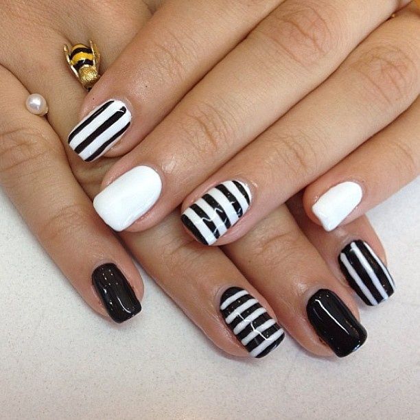 Mood Nail Polish | Striped nails, Trendy nails, White nai