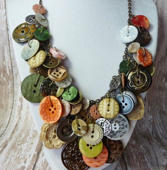 Bountiful Buttons - Vintage Button Necklace,Statement,AWARD .
