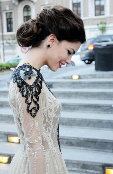 Cute Outfit, Lace Vintage Dress, Pretty Updo and Makeup. Kind of .