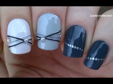 BRACELET NAIL ART Design In Shades Of Grey - Elegant Nails - YouTu