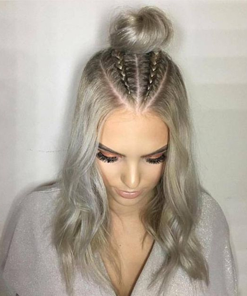 Wonderful Top Bun Long Silver Hairstyles for Women to Consider .