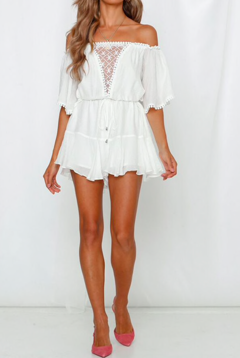 HEAD IN THE CLOUDS ROMPER in 2020 | Rompers, White playsuit, Fashi