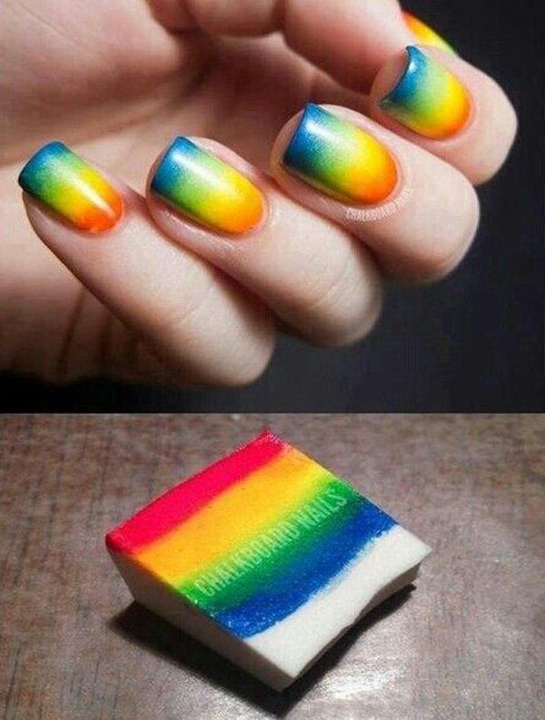 40+ Fabulous Gradient Nail Art Designs | Sponge nail art, Rainbow .