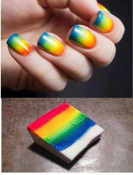 40+ Fabulous Gradient Nail Art Designs | Sponge nail art, Rainbow .