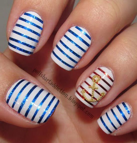 17 Fabulous Striped Nail Art Ideas | Uñas con rayas, Uñas y Uñas .