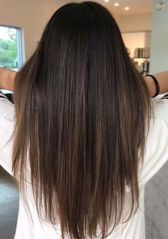 Fabulous Long Straight Hairstyles with Brown Highlights 2018 .