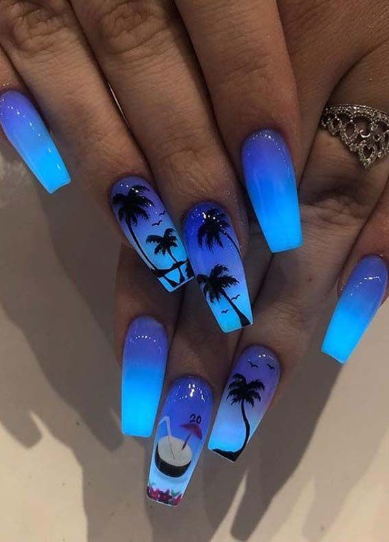 Find here absolutely fantastic blue ombre nails arts and designs .