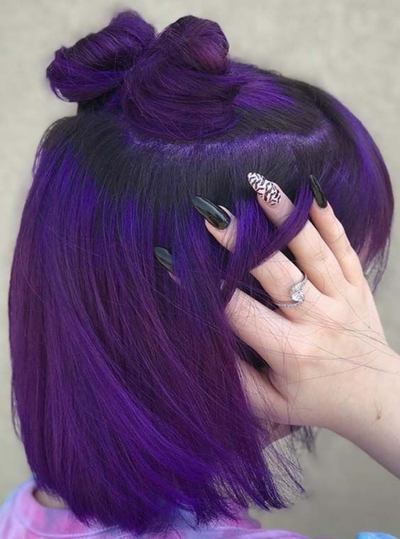 28 Charming Dark Purple Hair Colors & Haircuts in 2018 | Dark .