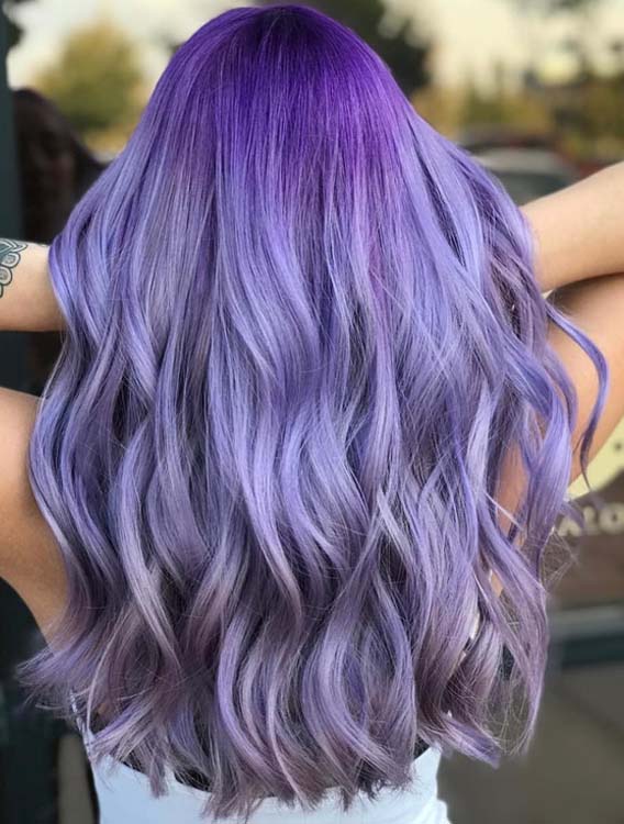 Fantastic Purple Hair Color Ideas for Long Wavy Hair Styles 2018 .