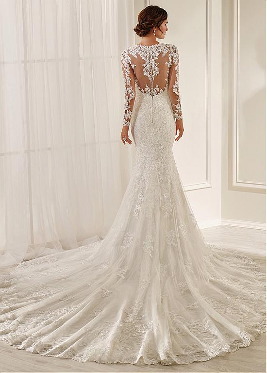 Fascinating Tulle & Lace V-neck Mermaid Wedding Dress With Lace .