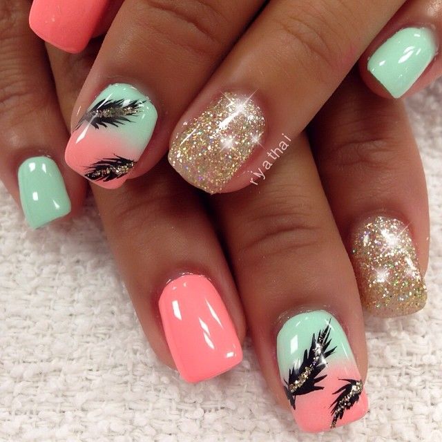 15 Feminine Feather Nail Designs | Feather nails, Feather nail art .