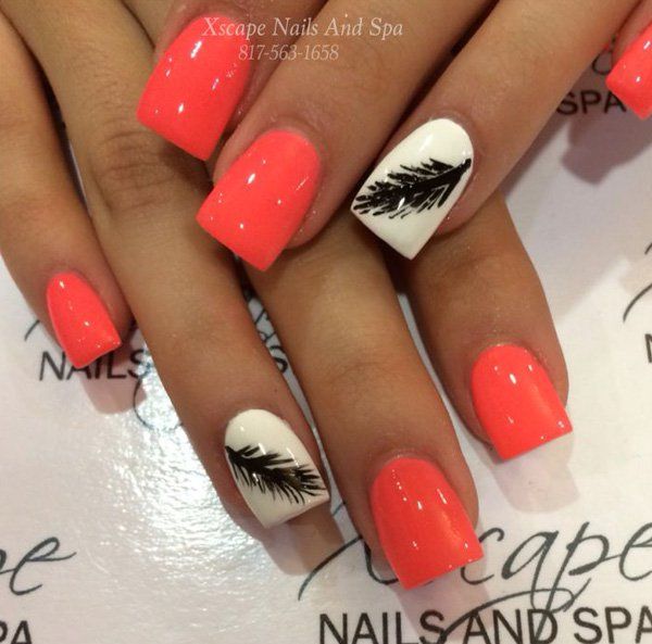 40+ Examples of Feather Nail Art | Feather nail designs, Feather .