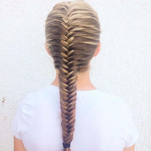 French fishtail … | Fishtail braid hairstyles, Long hair styles .