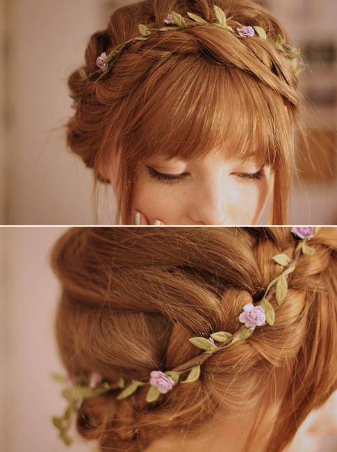 Thin, simple flower crown - you could do a waterfall carousel .