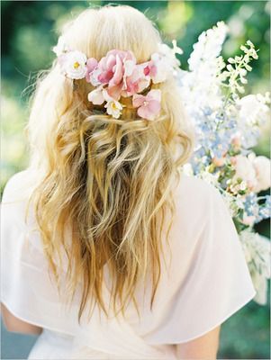 Bohemian hairstyle, blonde boho hair: Flower crown hairstyles .