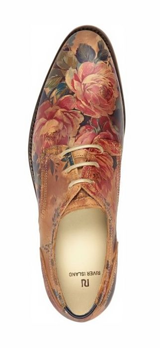 River Island Brown Floral Print Lace Up Shoes in Brown for Men .