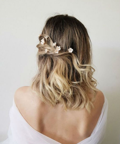 25 Of The Blissful Floral Wedding Hairstyles for Medium Hair to .