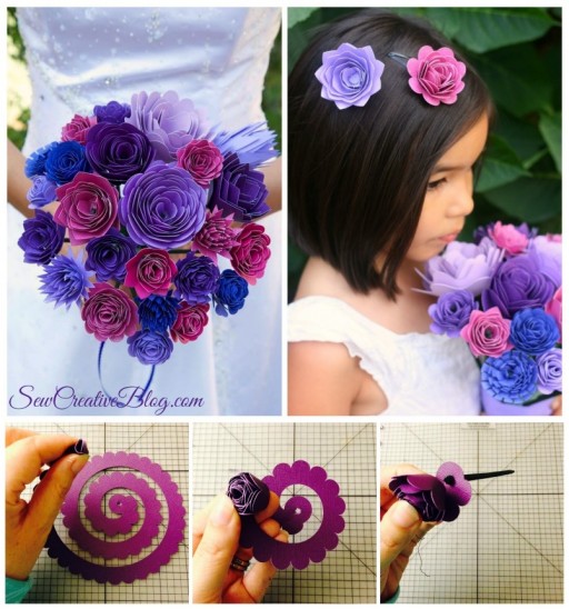 Wedding Ideas - DIY Paper Bridal Bouquet And Flower Girl Barrettes .