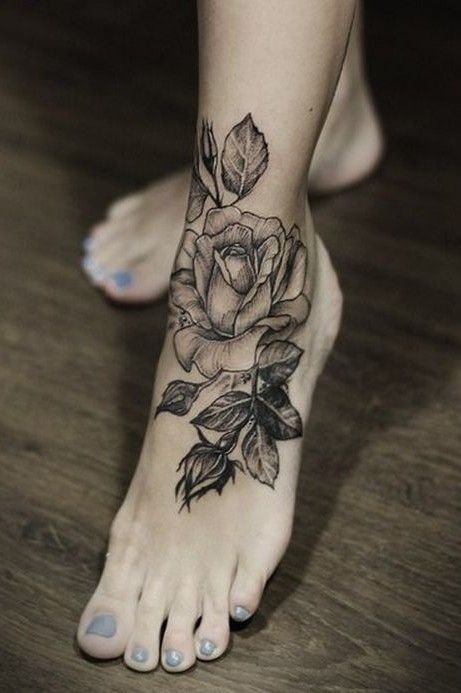 Wonderful Rose Foot Tattoo Black And White, New Flower Tattoos .