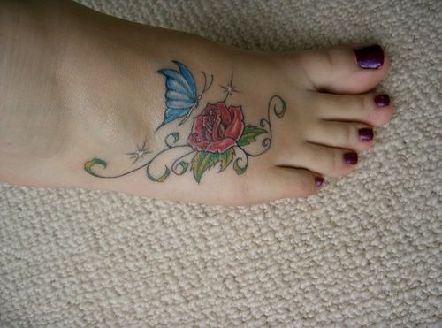 butterfly and rose tattoo | Rose and butterfly tattoo, Butterfly .