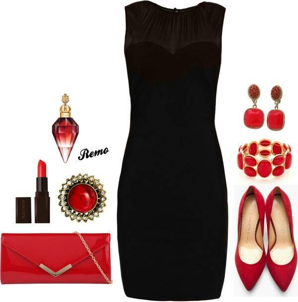 formal black dress colored accessories - Google Search | Black .