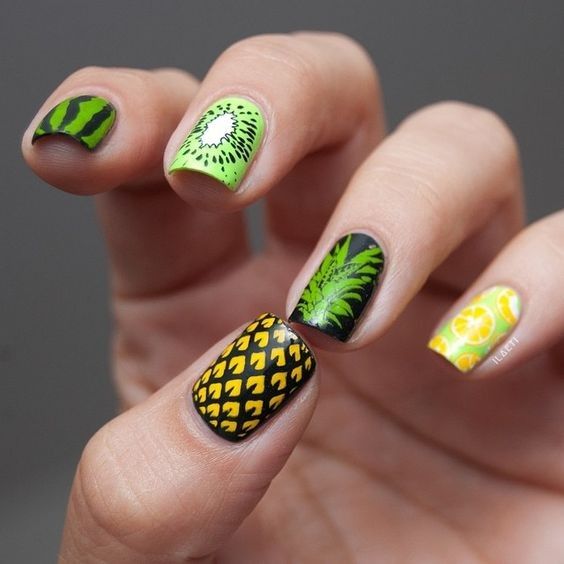 41 Summer Fruit Nail Art Ideas | Fruit nail art, Tropical nail art .