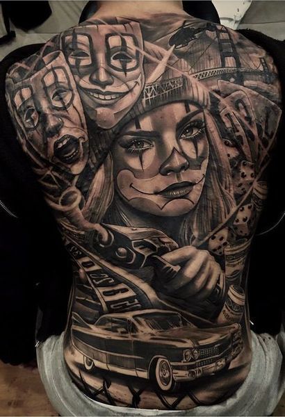 38 Amazing Back Tattoo for Macho Men | Gangster tattoos, Back .