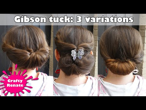 Updo for long hair - Gibson tuck tutorial & variations - YouTu