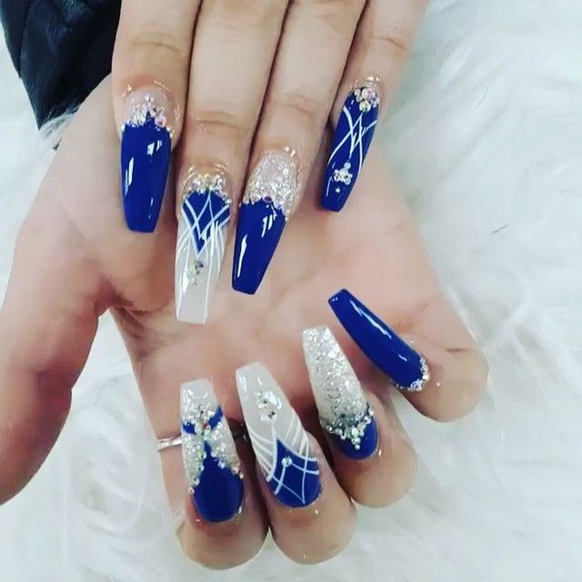 Check it out. (With images) | Cowboy nails, Blue acrylic nails .