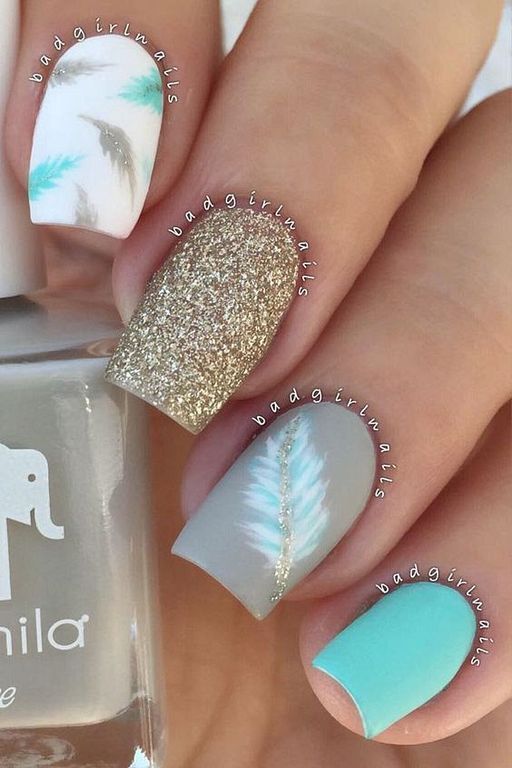 20+ 2017 Gorgeous Blue Nail Art Designs For Summer #beautynails .