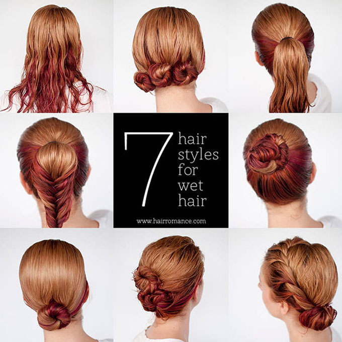 Get ready fast with 7 easy hairstyle tutorials for wet hair - Hair .