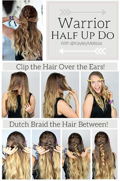 Warrior Half Updo | Braided half updo, Hair styles, Half up