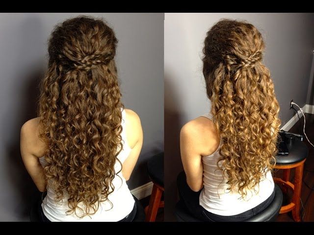 Half Up Half Down Updo For Naturally Curly Hair: Easy Braided .