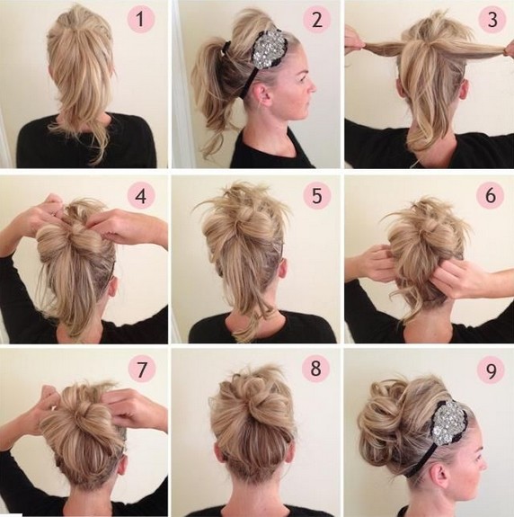 Updos Tutorial: Beaded Headband Updo Hairstyle for Prom - PoPular .