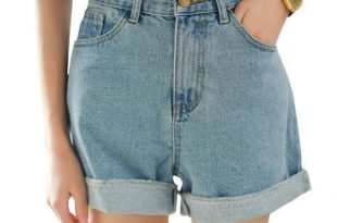 New Spring Summer Women Denim Shorts Korean Style High Waist Roll .