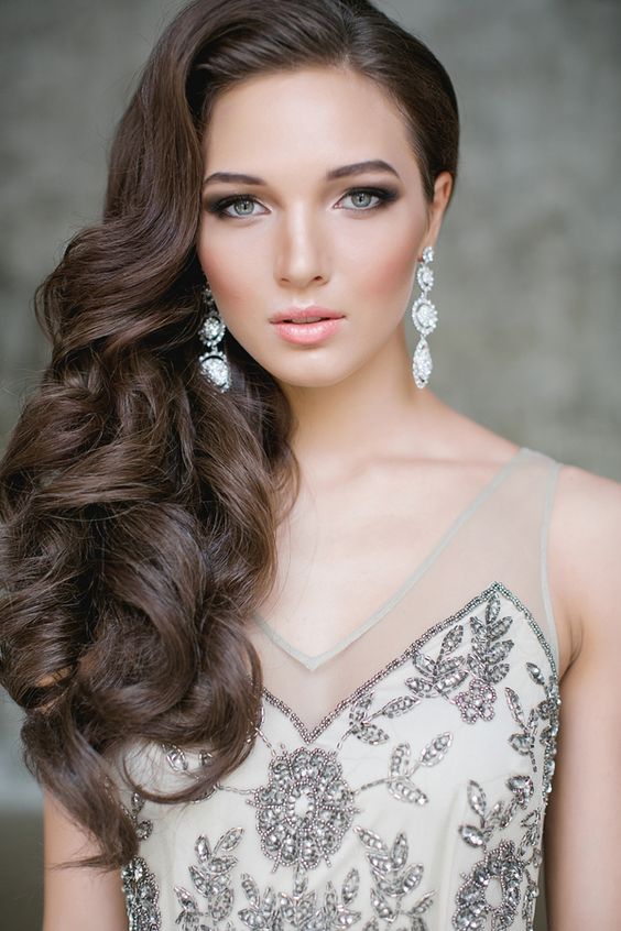 Picture Of elegant side swept curls, nothing else need