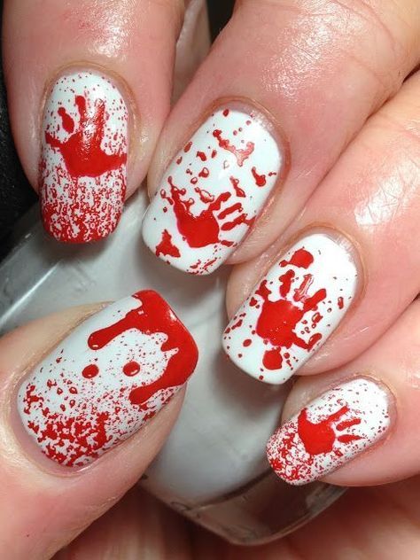 red-and-white-nails | Halloween nail designs, Nails, Cute .