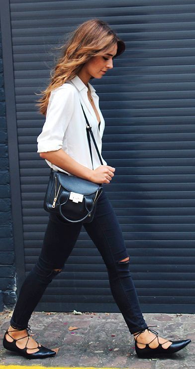 17 Ideas to Pair Your Outfits with Black Flats | Fashion, Style .